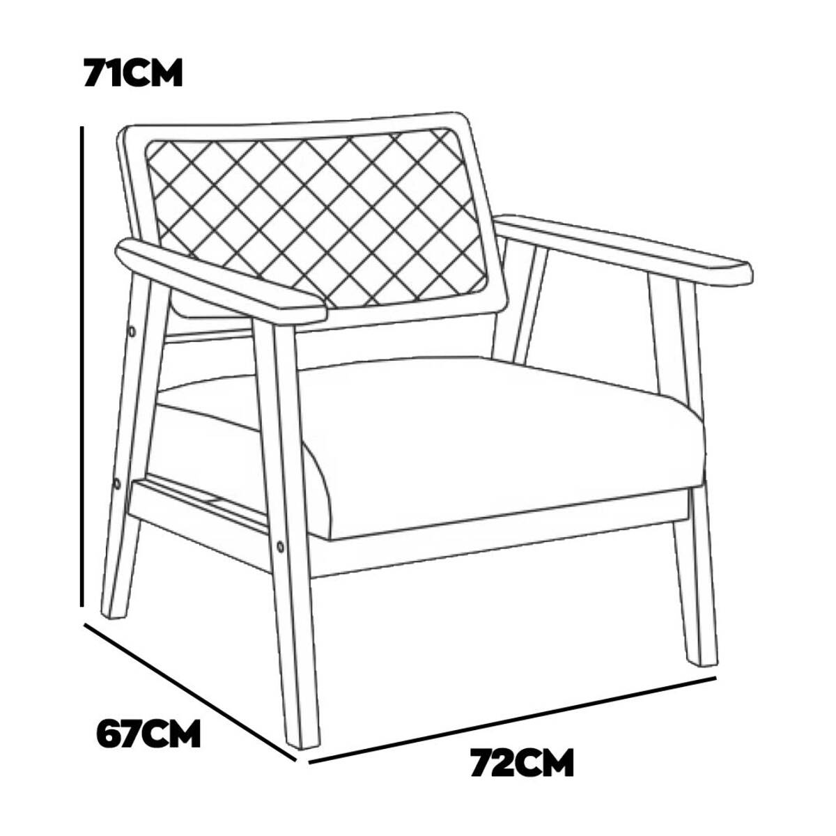 Artena - Poltrona in legno massello di Parawood con innesti in polyrattan e seduta in velluto a coste