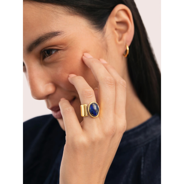 Anello Índigo Blu Acciao Placcato Oro