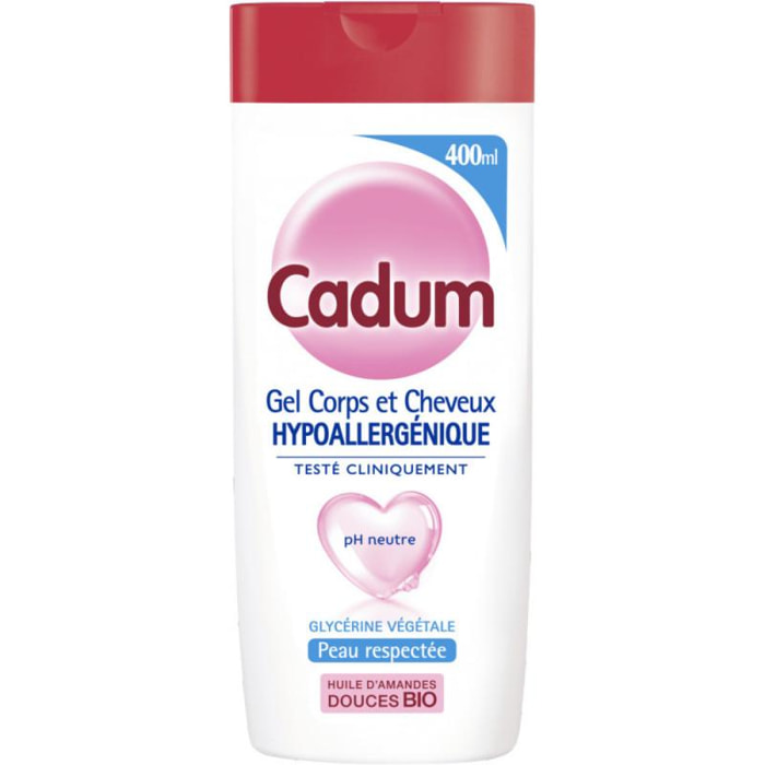 Lot de 12 - CADUM - Gel corps et cheveux Hypoallergénique 400 ml