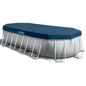 Intex Piscina Prisma Frame ovale con Pompa Filtro, Scaletta e Teli, 610x305x122 cm