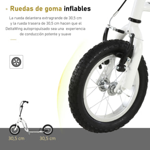 Patinete Ajustable Para Niños Metal 120x58x80-85 cm Blanco