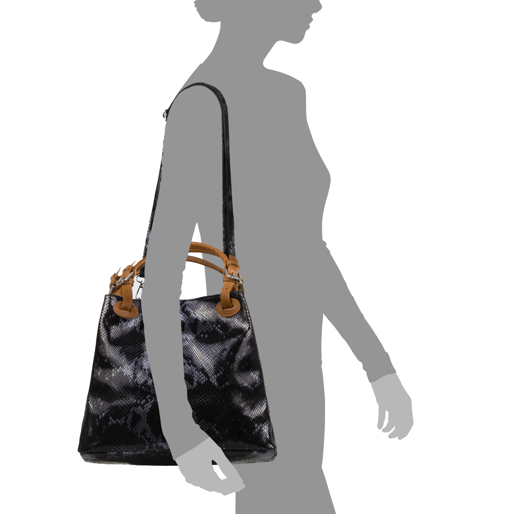 Emanuela Borsa tote Donna.Pelle autentica Camoscio Python Dollaro