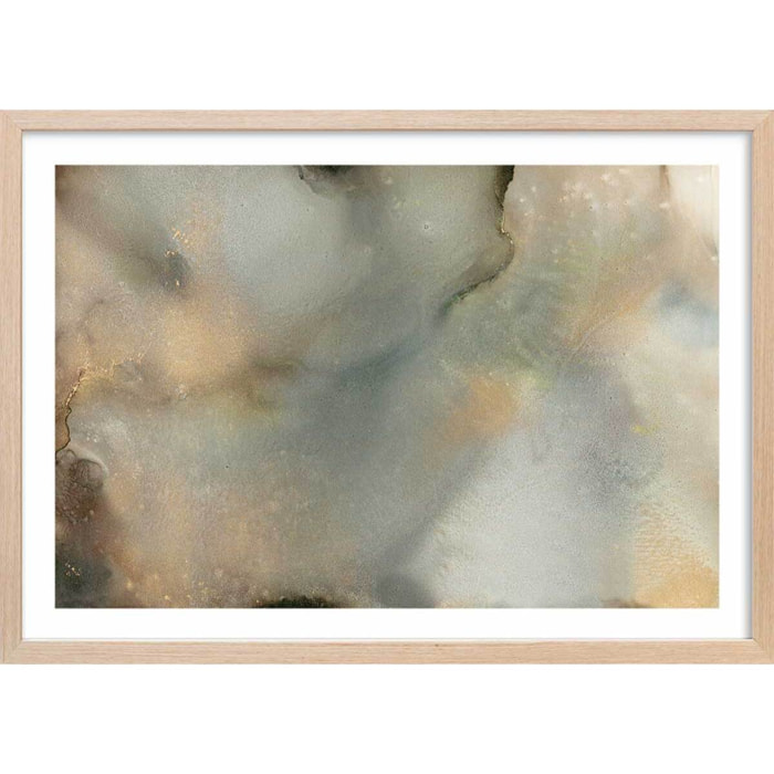 Poster bleu givré Affiche + cadre en bois - Chêne