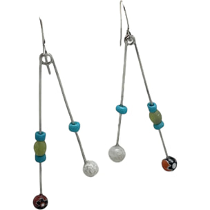 Pendiente Columpio multicolor plata 925 y cristal Plata Única