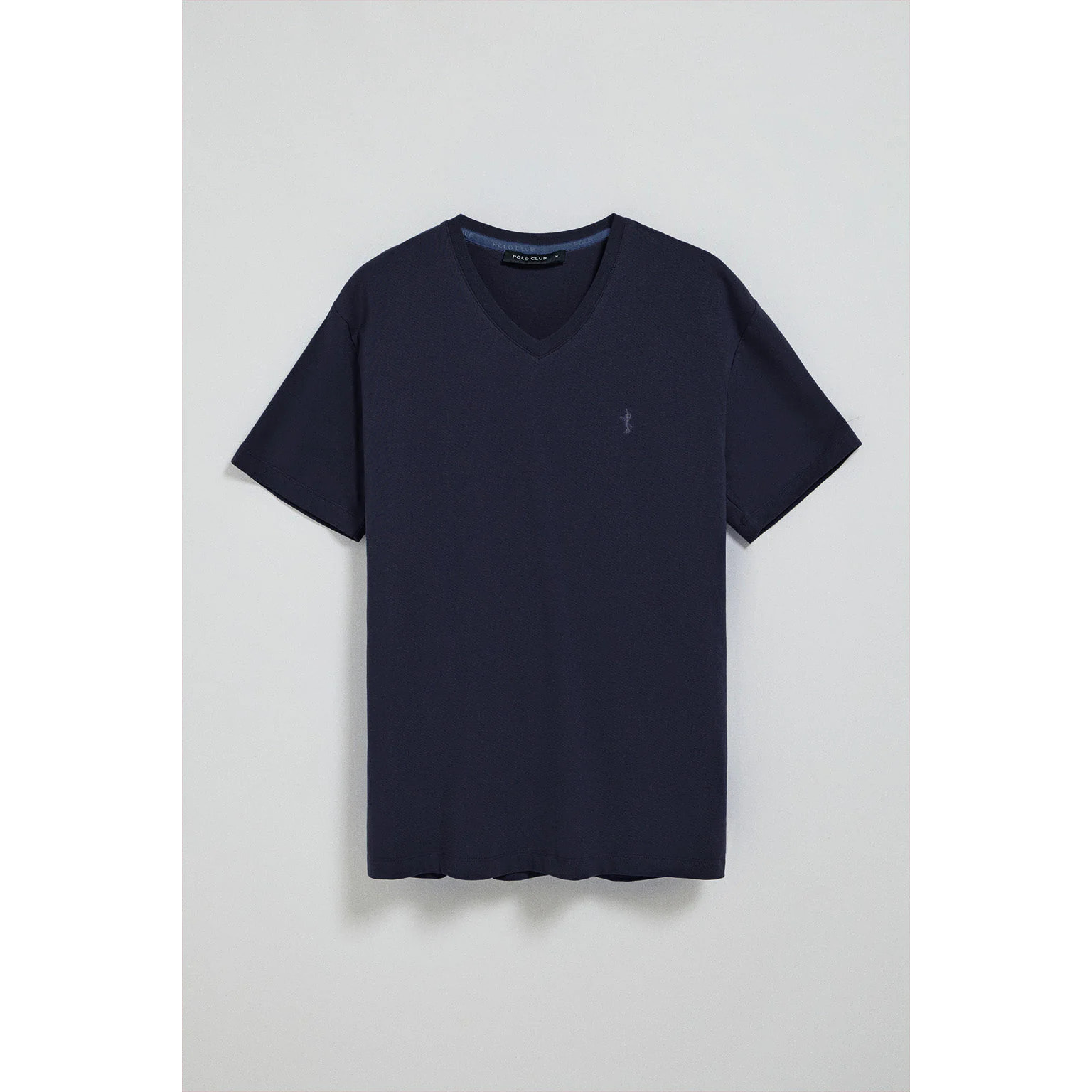 Camiseta azul marino de manga corta y cuello de pico con bordado Rigby Best