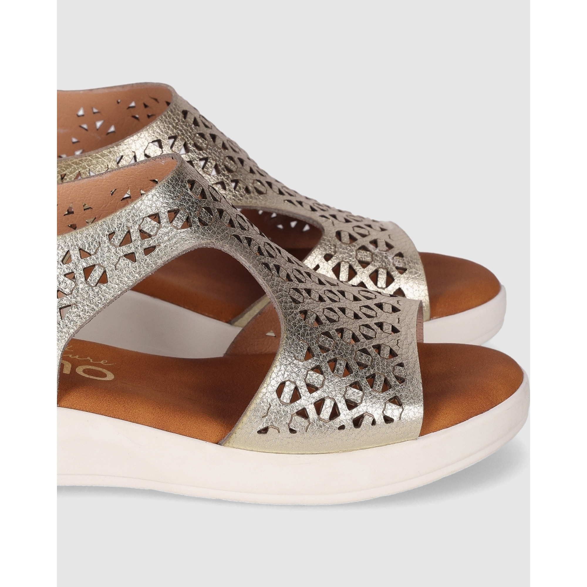 Sandalias de Piel - Oro - Tacón: 3 cm