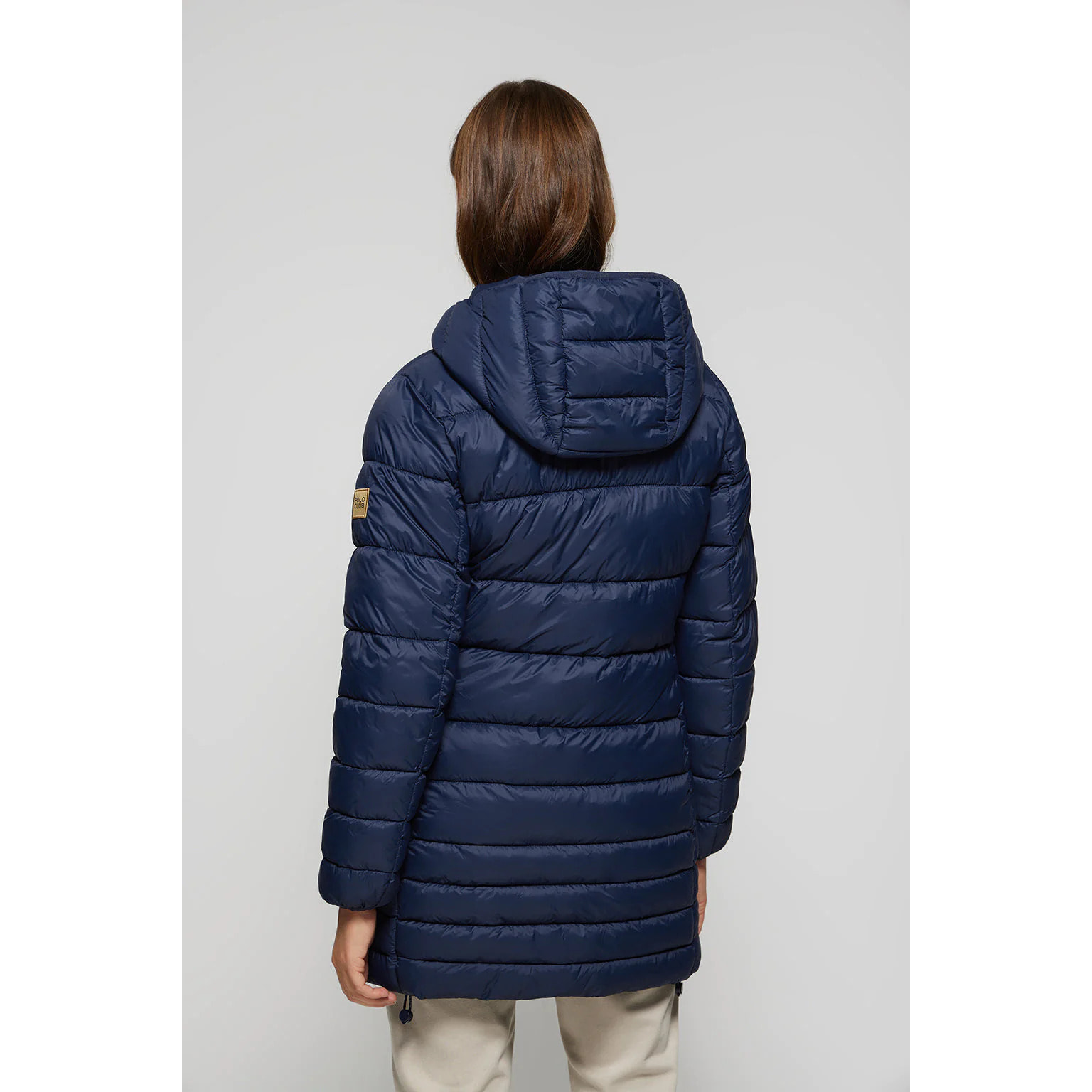 Cappotto Corinne blu marino ultralight con cappuccio e logo Polo Club