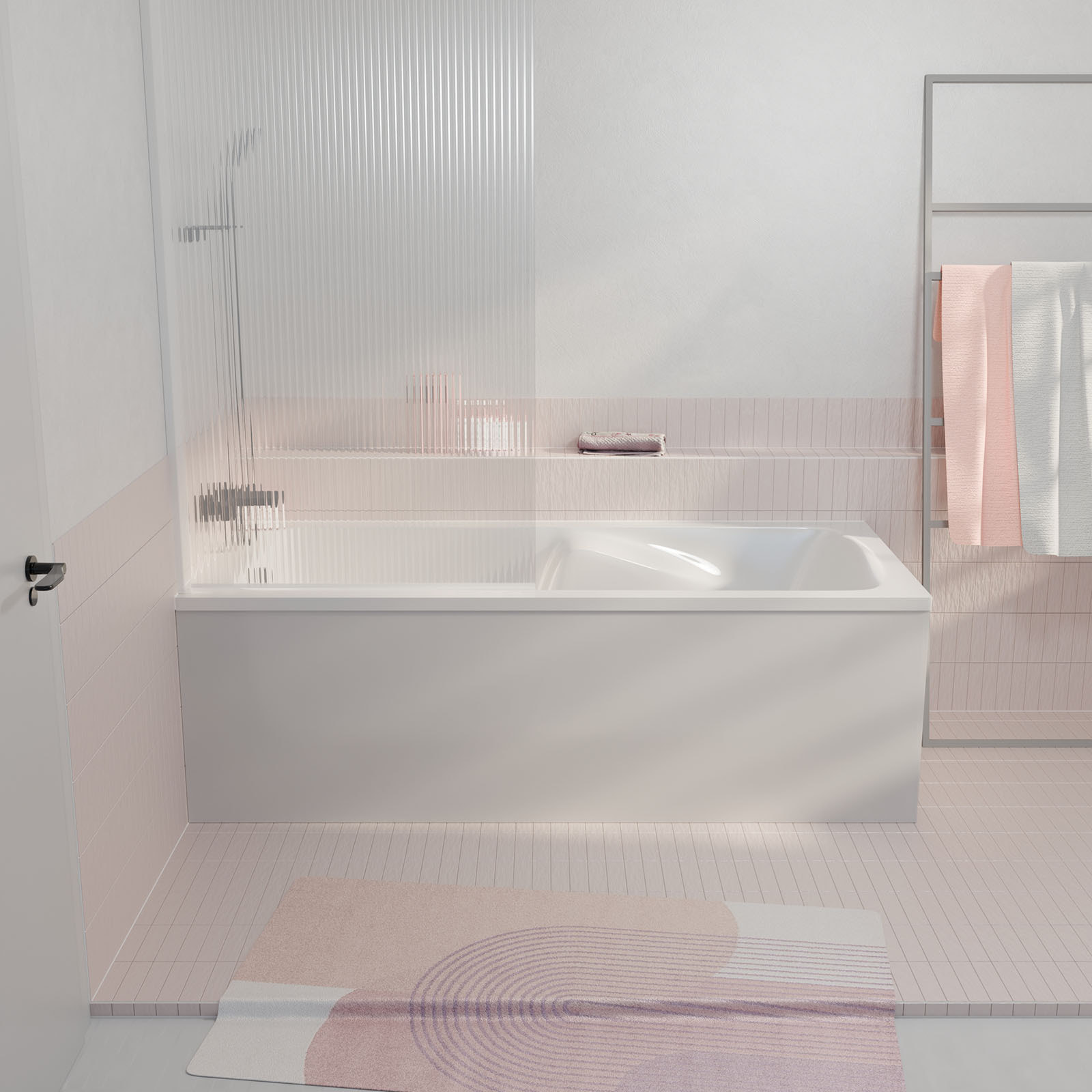 Pack Baignoire 180x80cm avec Zone Douche et Tabliers recoupables de 180 et 80cm Blanc Brillant - MAE