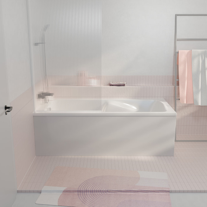 Pack Baignoire 180x80cm avec Zone Douche et Tabliers recoupables de 180 et 80cm Blanc Brillant - MAE