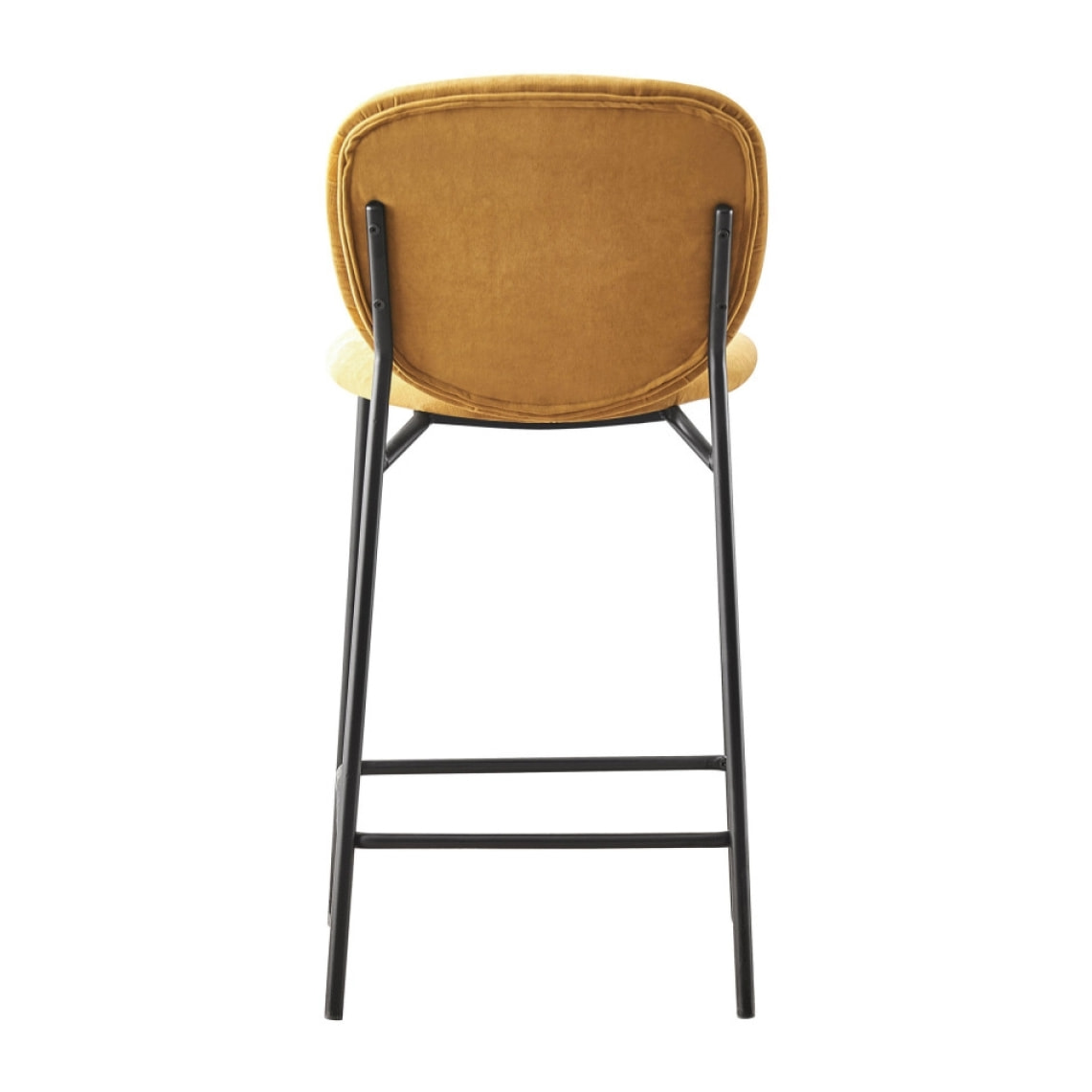 Dalby - Lot de 2 tabourets de bar en tissu et métal H65cm - Jaune moutarde