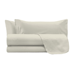 COMPLETO LETTO MAX COLOR, 100% Cotone, Made in Italy - PANNA