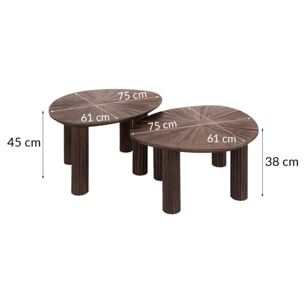 Tania - lot de 2 tables basses gigognes en teck massif - 75 cm - Bois