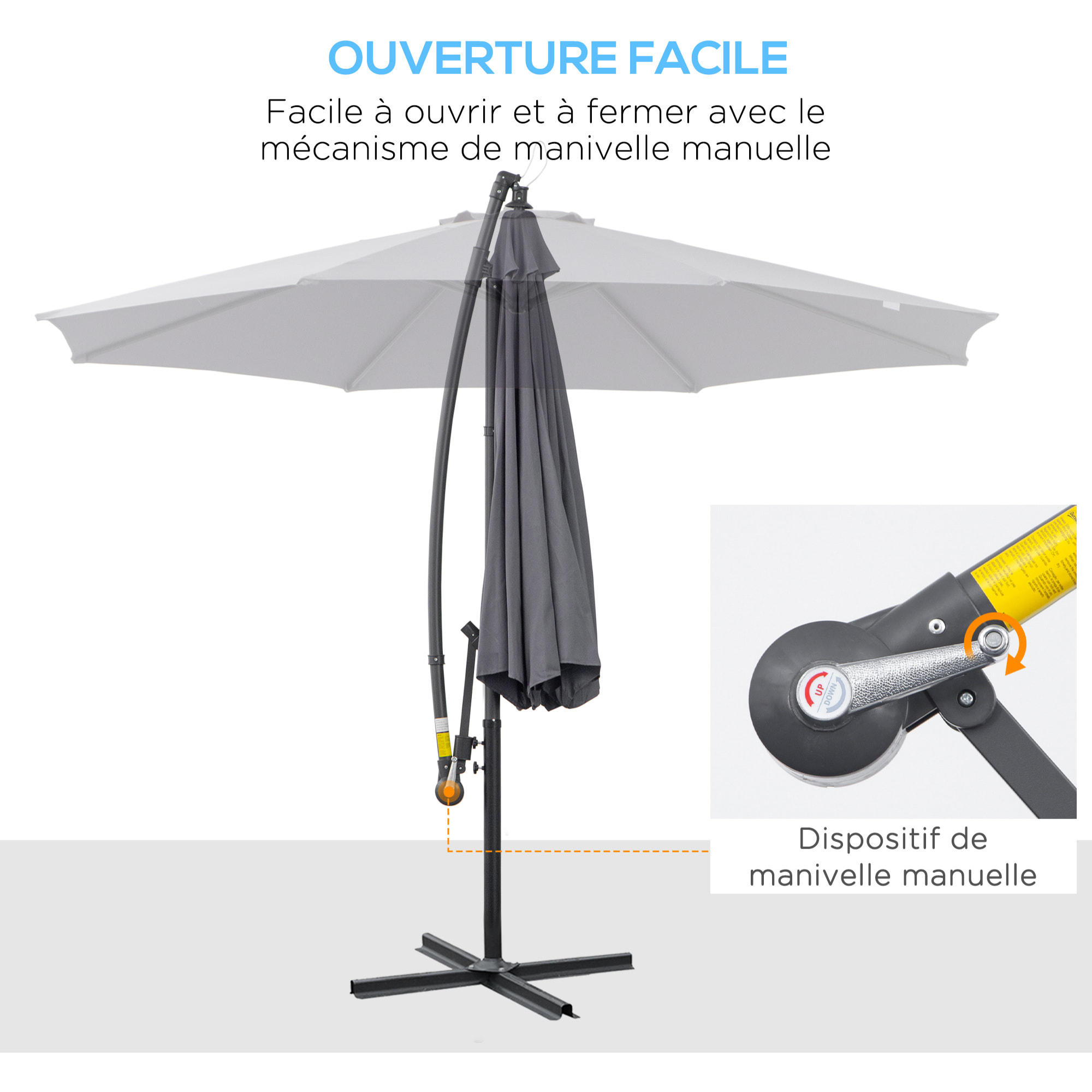 Parasol déporté octogonal – Design pratique – Ø3 m