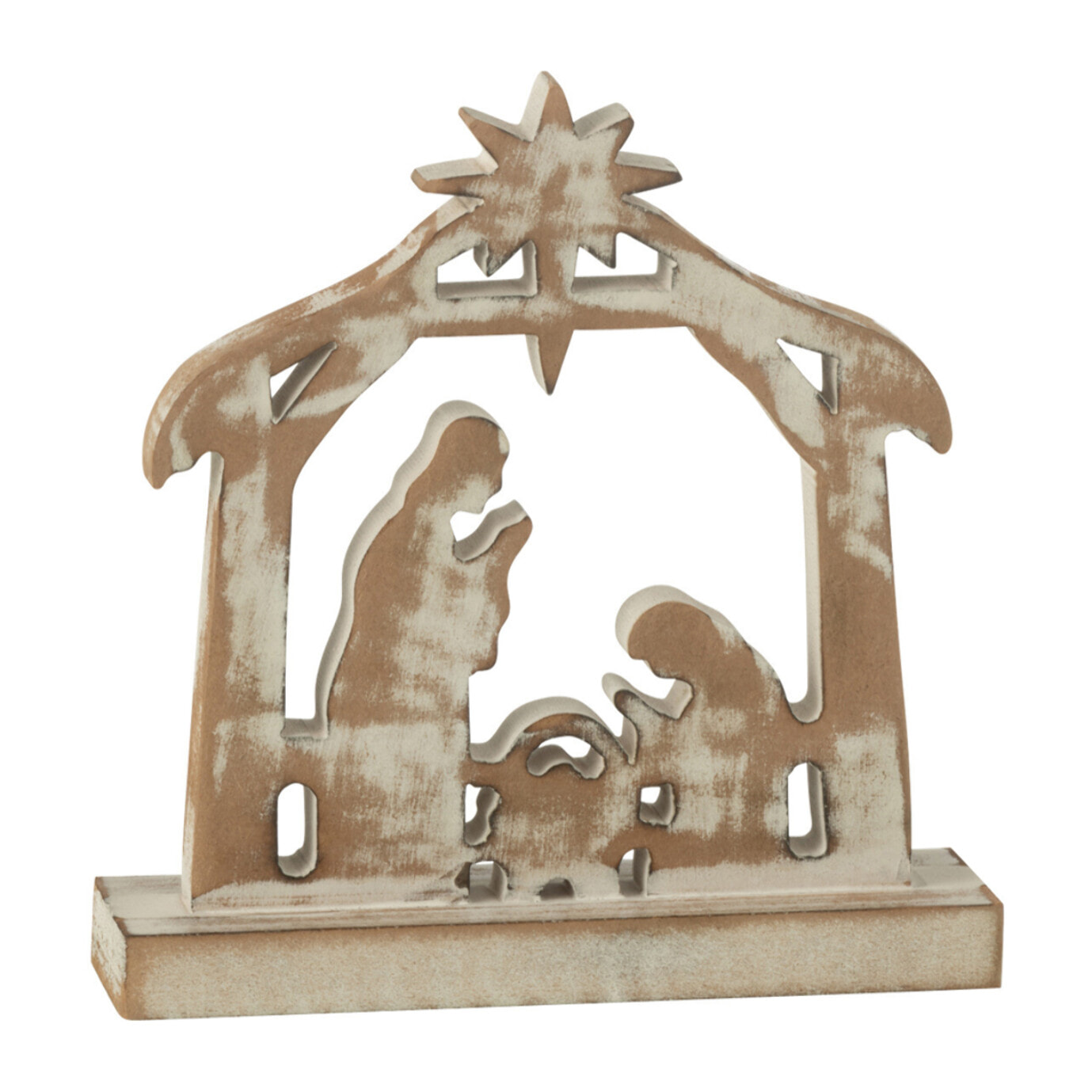 J-Line décoration crèche - bois - blanc cassé/naturel - small
