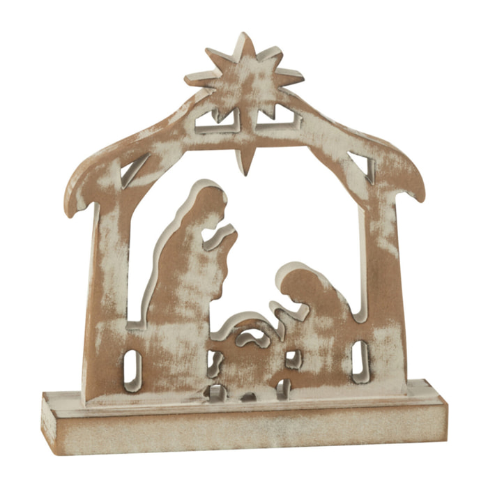 J-Line décoration crèche - bois - blanc cassé/naturel - small