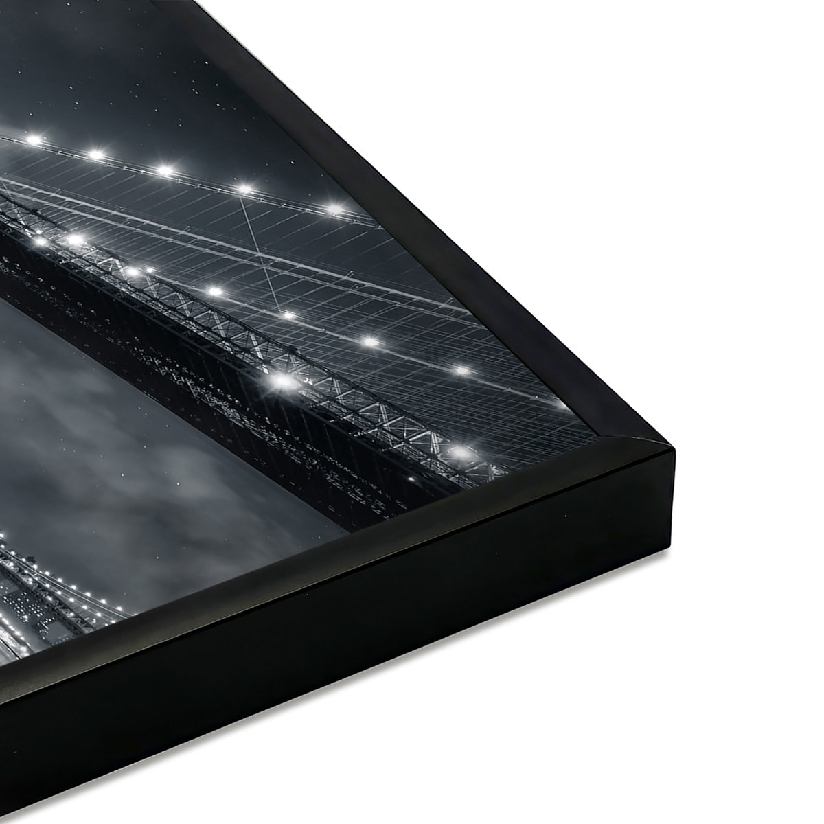 Affiche encadrée pont de New York nuit Affiche + cadre en métal - Noir
