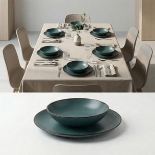 Set 12 Piatti in Ceramica, lavabile in lavastoviglie e adatto a microonde, Intrecci