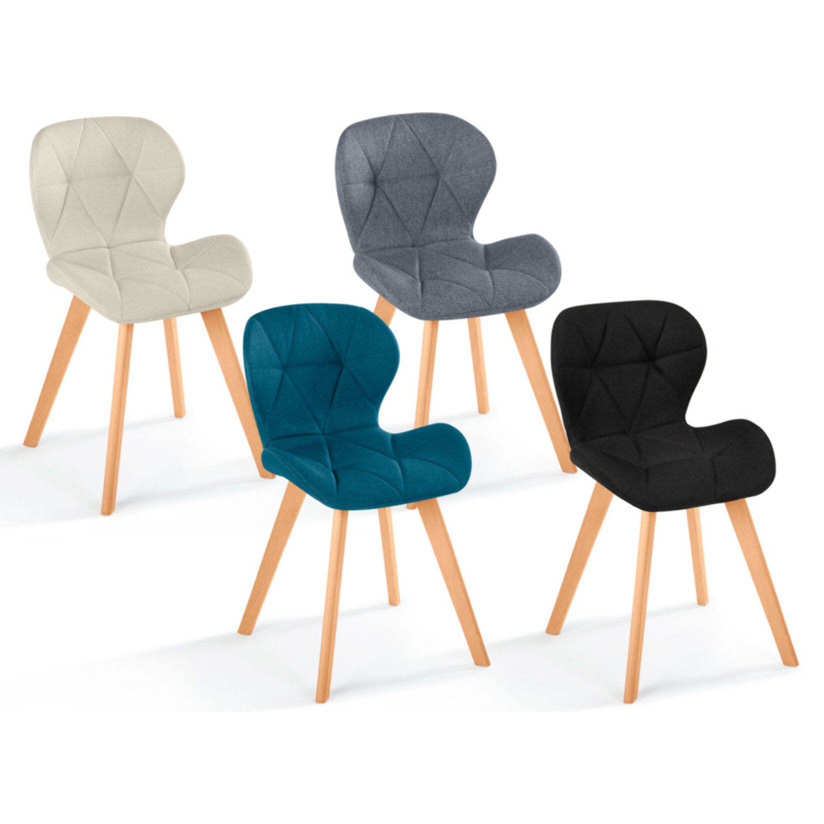 Chaises Gatsby en tissu et pieds bois