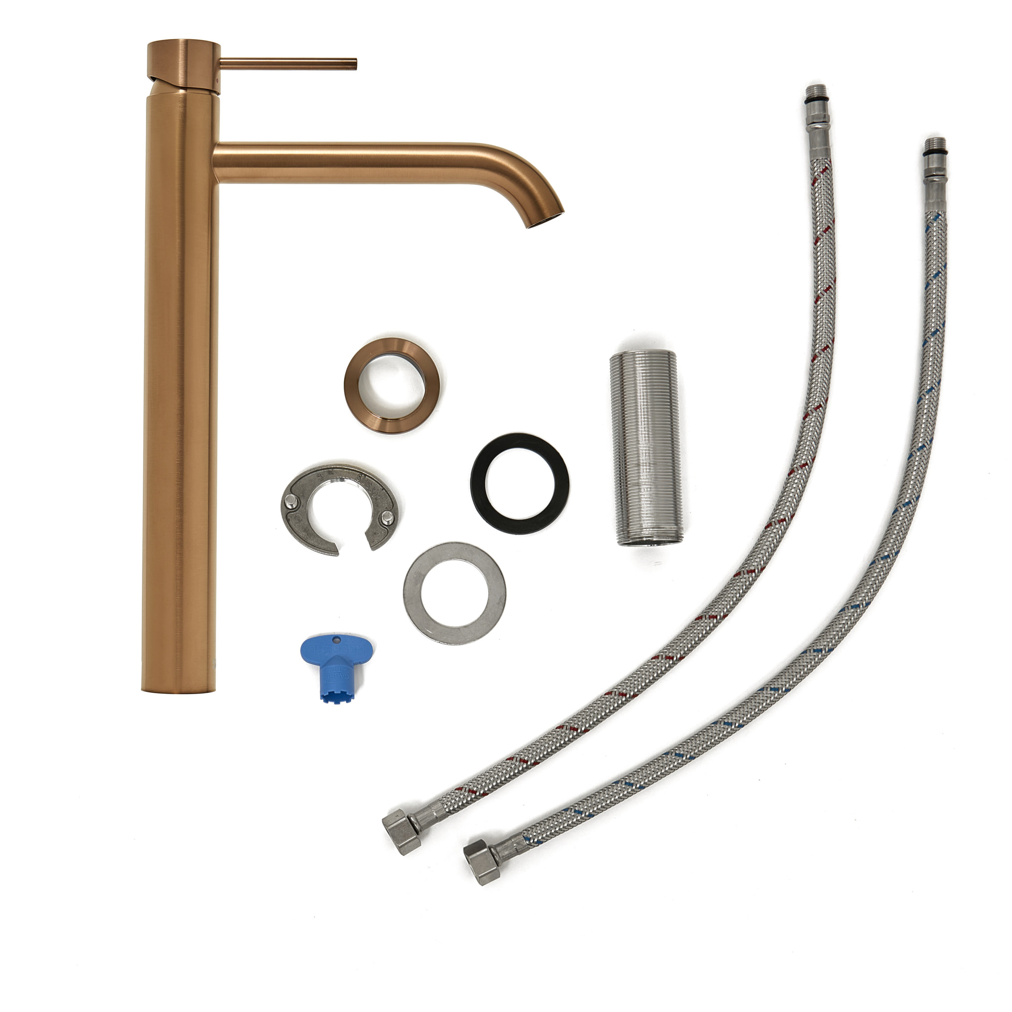 Aurum mitigeur lavabo en inox, or rose + Ceramia PixL 51x38x19 cm vasque à poser, sans trop-plein, blanc (SAT285BRGCEPX5038)