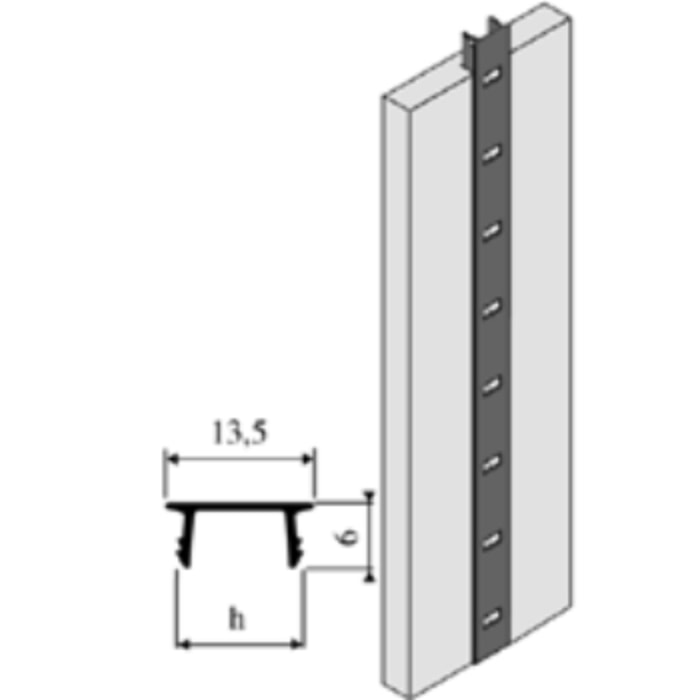 Crémaillère aluminium à encastrer 1337 VACHETTE - Anodisé argent - L.2 m - 0290254