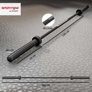 Barre olympique 200Kg 1,8m dia.5cm butées noir