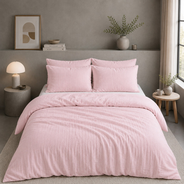 Housse de couette 100% gaze de coton lavé rose lotus