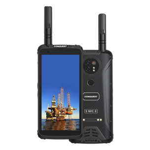 DAM Smartphone robusto  F5 4G, Android 12, 4 GB RAM + 64 GB. Schermo da 5,5''. Visione notturna 48mpx + 8mpx + 13mpx. IP68 3 LIVELLO DI PROVA (Anticaduta, Polvere, Acqua) Walkie Talkie DMR. 7,6x1,9x15,9 centimetri. Colore nero