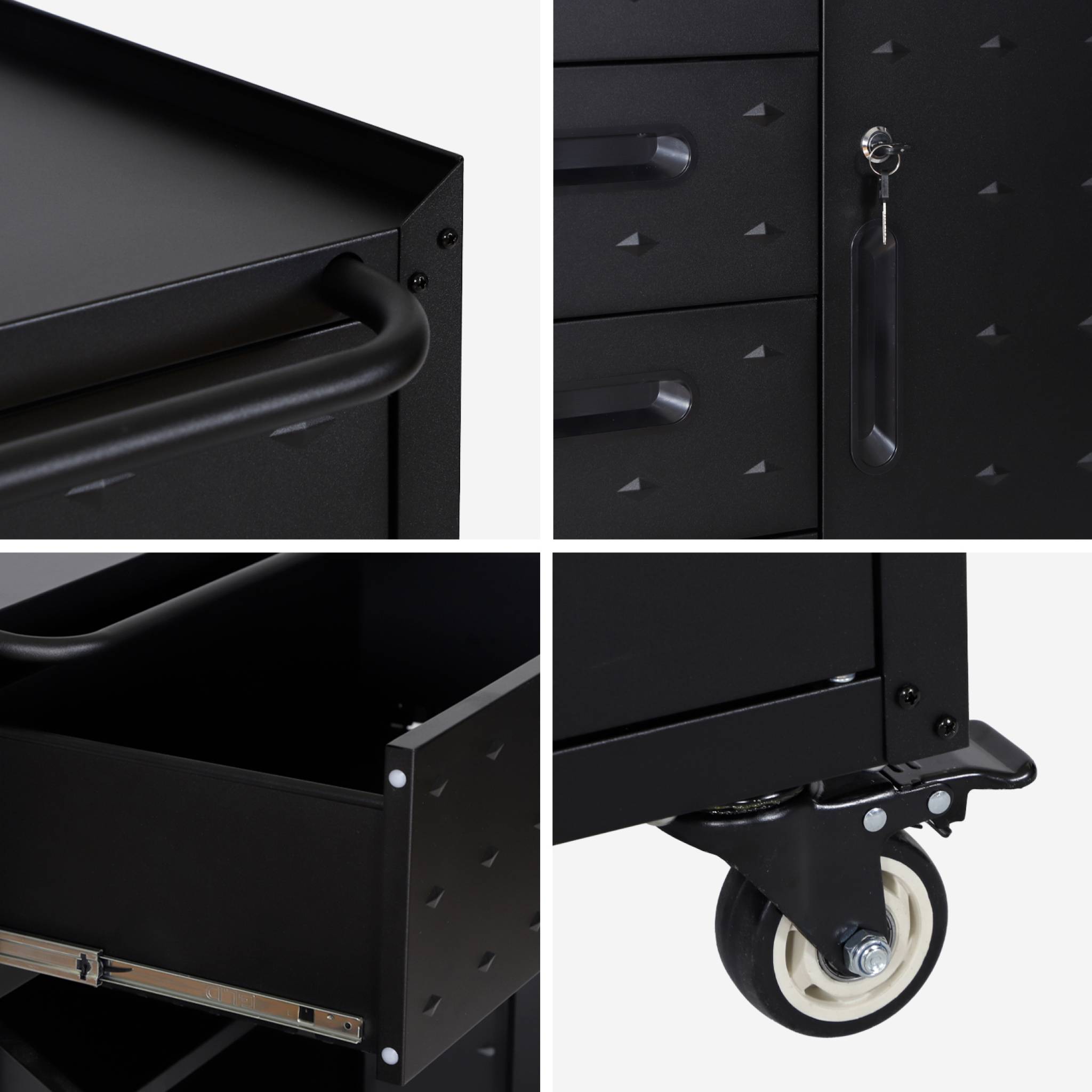 Meuble bas de rangement pour garage avec 4 tiroirs et une porte