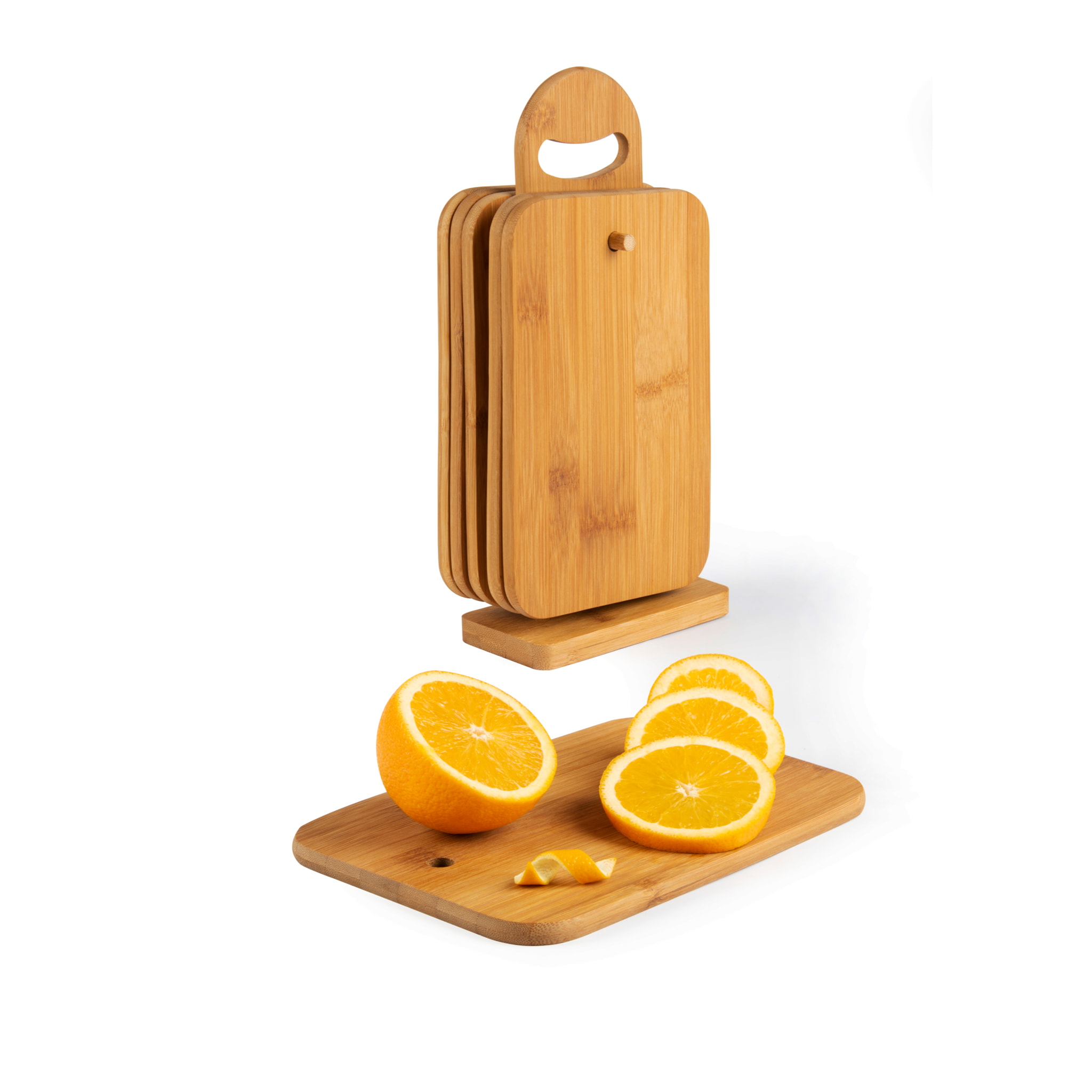 Set 4 taglieri con base Excelsa Real Wood, bambù, 15,5 x 32 x 7,5 cm