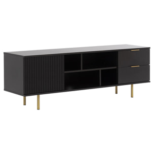 Monica - meuble TV - noir - 4 niches et 2 portes - 150 cm - Noir