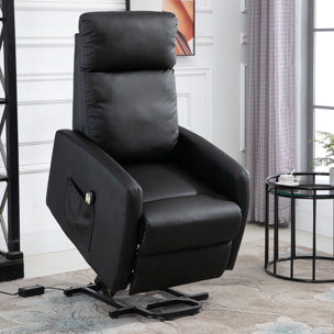 Sillón Levanta Personas Sillón Relax Eléctrico Sillón Elevador Reclinable 145° con Control Remoto Reposapiés para Personas Mayores 67x95x105 cm Negro