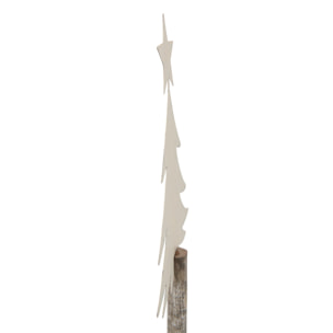 J-Line décoration Sapin De Noël + Etoile - fer/bois - blanc cassé - small