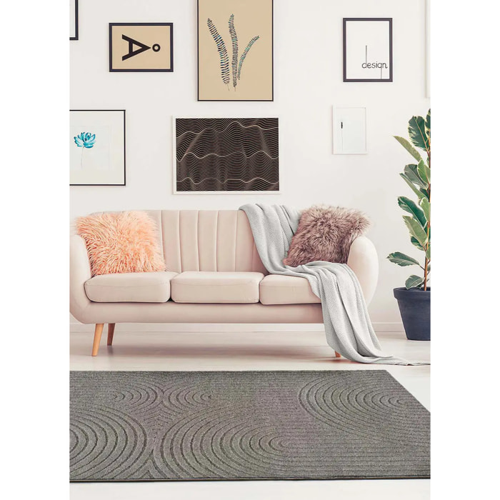LINA Alfombra escandinava con relieve de pelo corto gris, varias medidas disponibles.