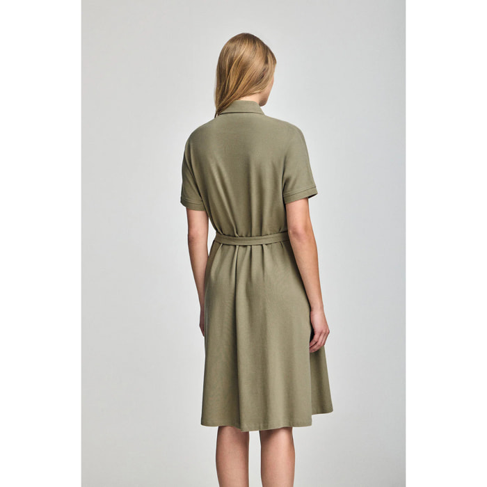 Vestito verde abbottonato con ricamo PC