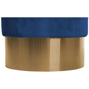 Pouf contenitore Nano in velluto blu scuro con base dorata