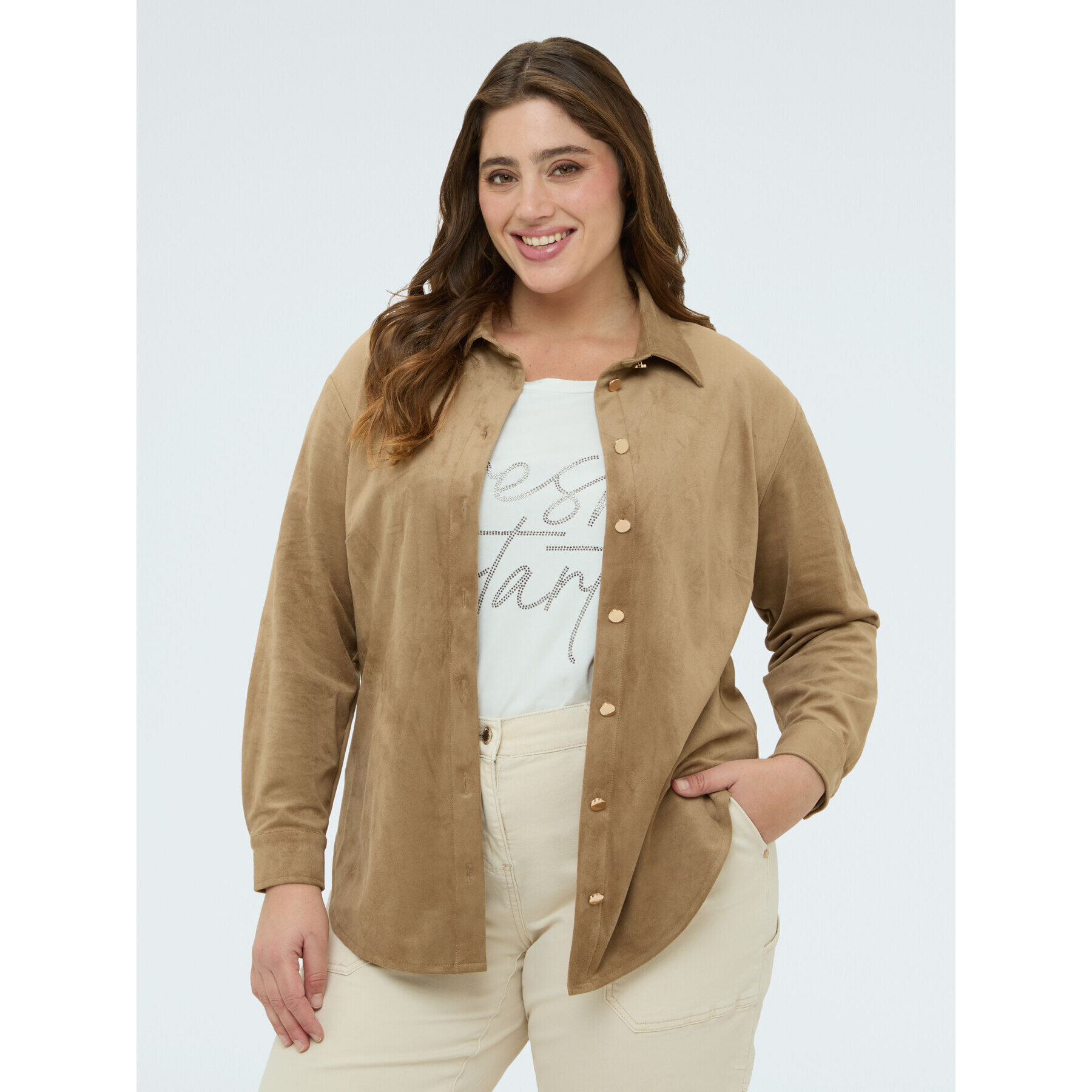 Fiorella Rubino - Camicia soft touch - Marrone