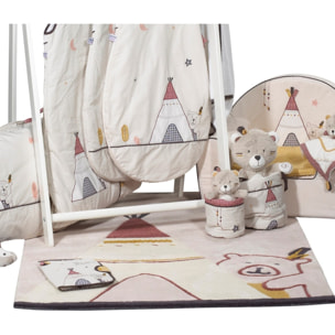 Tapis de chambre enfant Tipi 130x90cm en acrylique beige