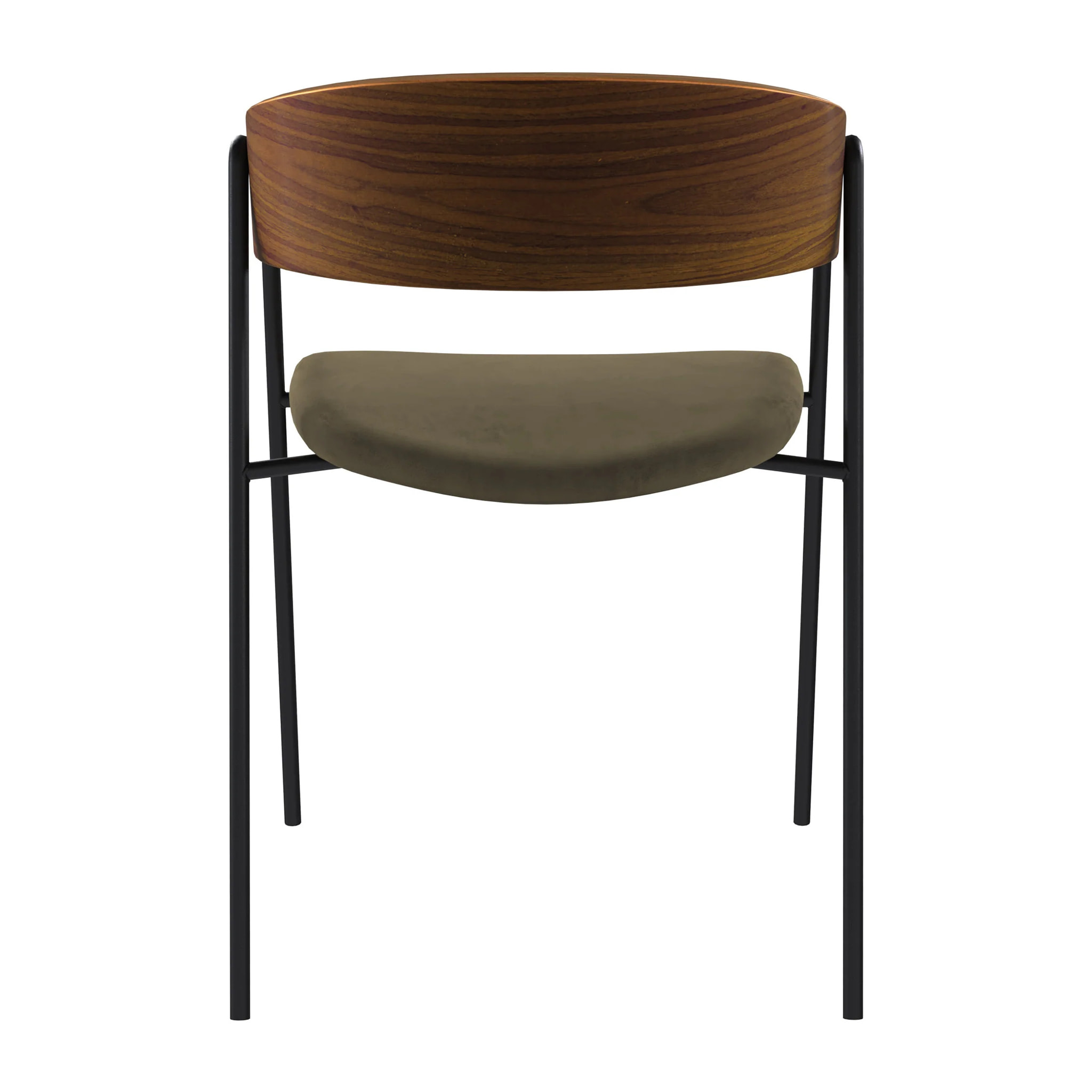 Lot de 2 chaises en velours vert kaki et bois de noyer - Esmée