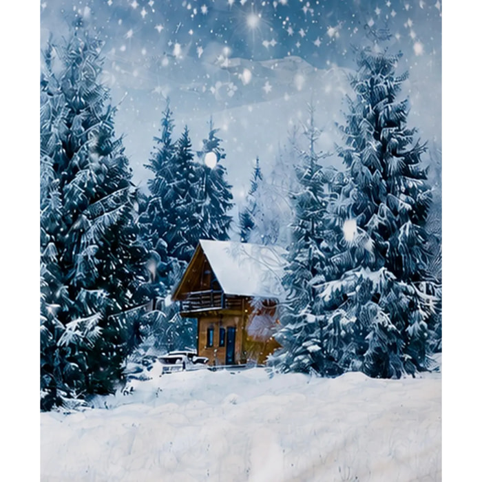 Parure Copripiumino Chalet paesaggio innevato 100% cotone