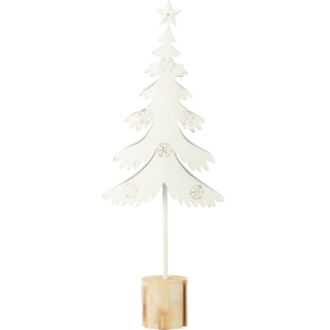J-Line décoration Sapin Sur Pied + Étoile - métal - blanc - large