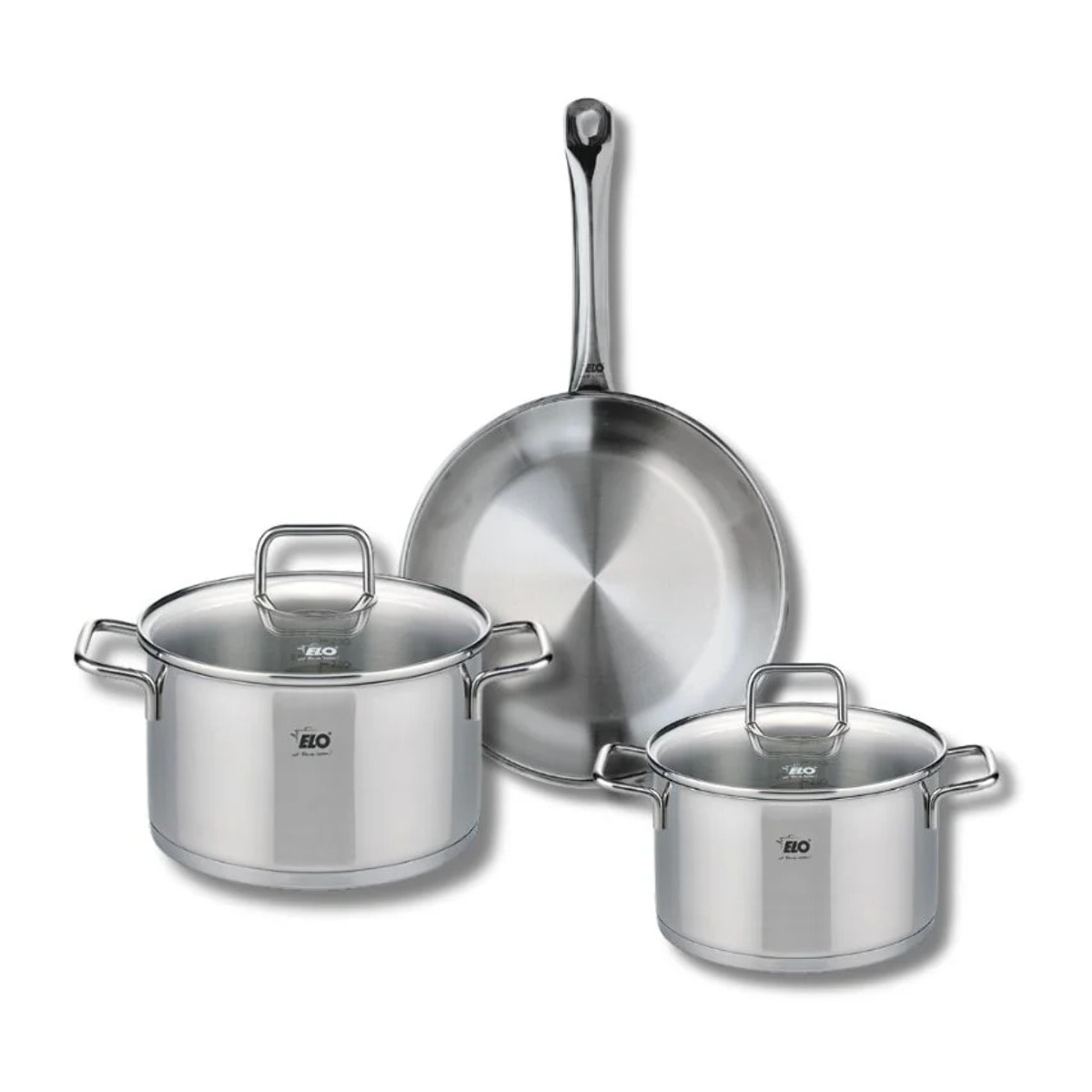 Ensemble de 1 Poêle de cuisson 24 cm et 2 faitouts 16 et 20 cm Elo Profi Citrin