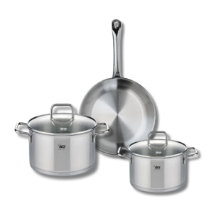 Ensemble de 1 Poêle de cuisson 24 cm et 2 faitouts 16 et 20 cm Elo Profi Citrin