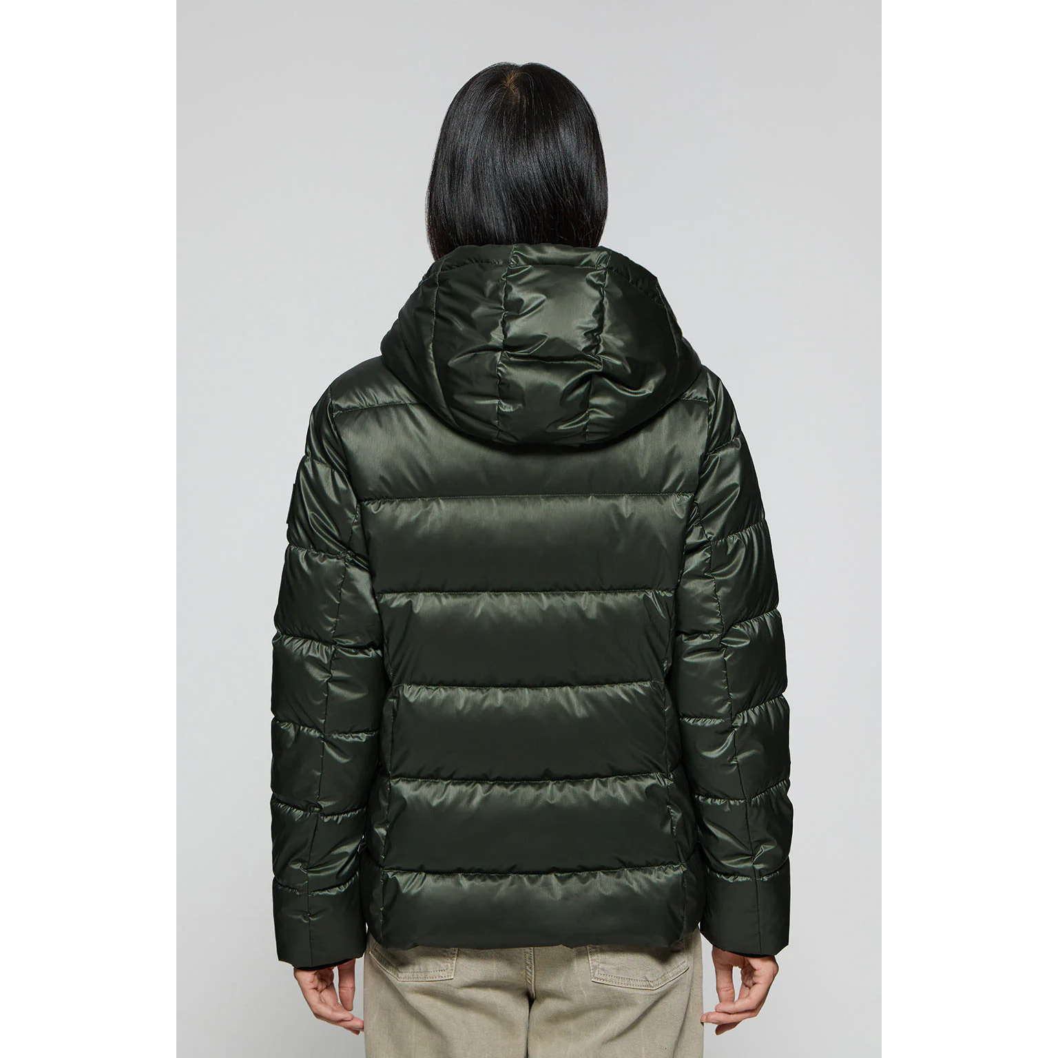 Giacca effetto lucido verde Snow con cappuccio fisso e dettagli Polo Club