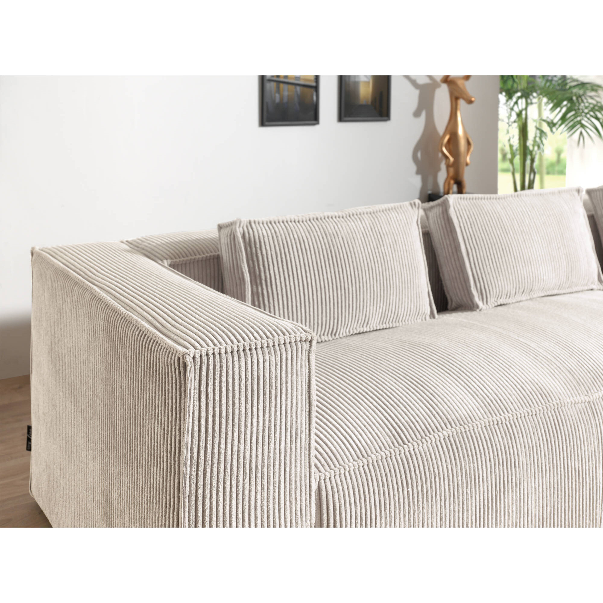 Stella - canapé d'angle droit en velours côtelé - 4 places -style contemporain - Beige