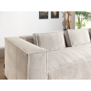 Stella - canapé d'angle droit en velours côtelé - 4 places -style contemporain - Beige