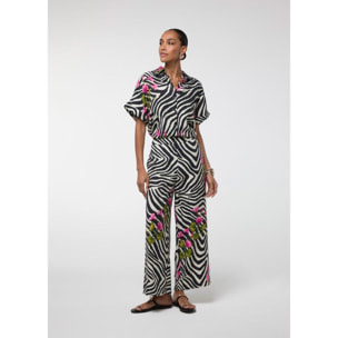 Pantaloni con stampa zebra e fiori