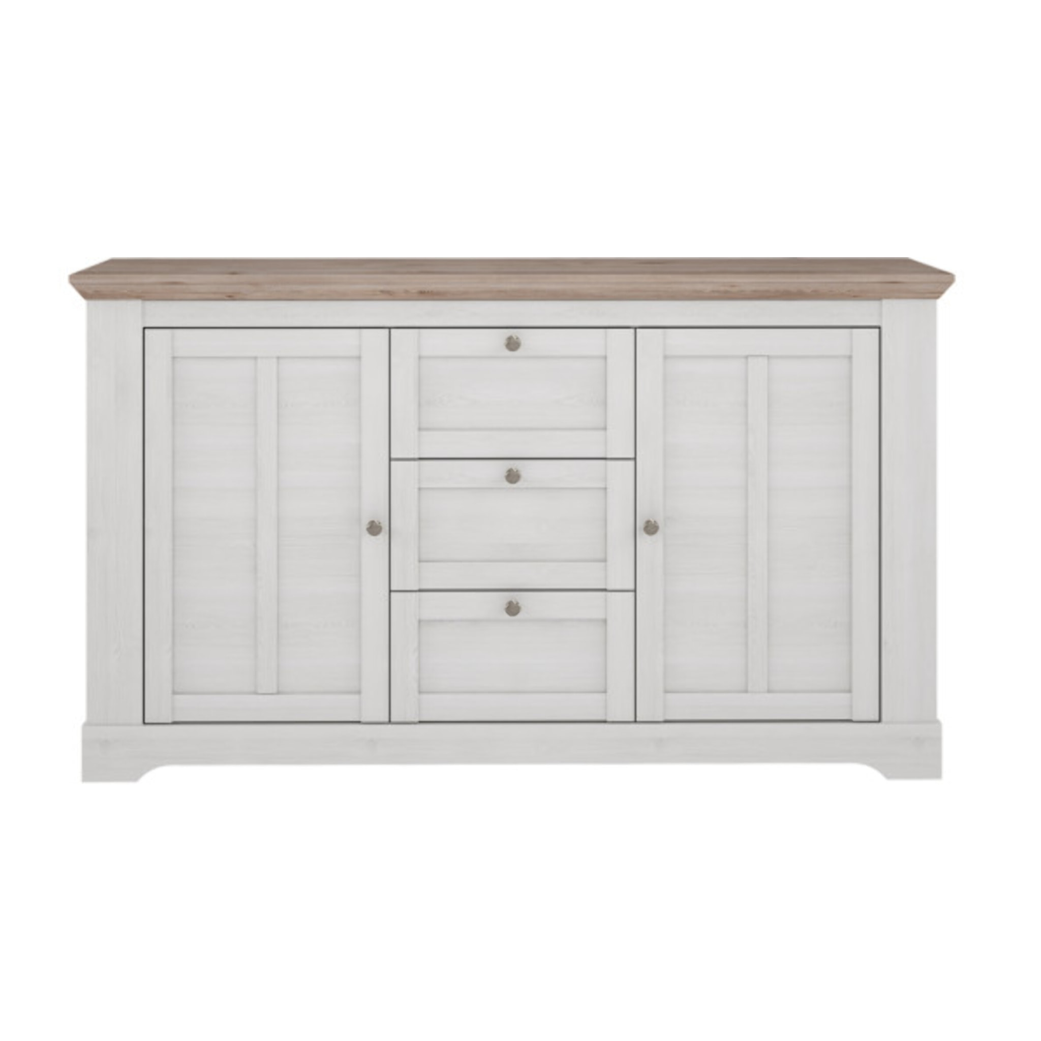 Buffet en bois effet chêne clair blanchi L160cm - ILONA