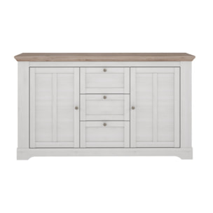 Buffet en bois effet chêne clair blanchi L160cm - ILONA