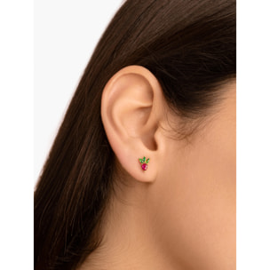 Orecchino Singolo Tropical Strawberry Argento Placcato Oro