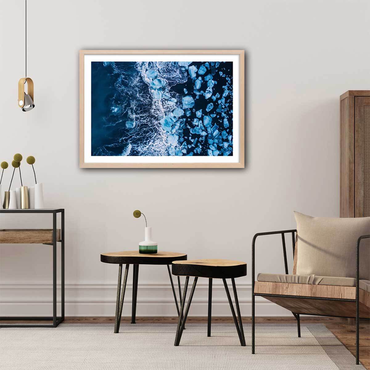 Affiche iceland diamond beach Affiche sous cadre bois